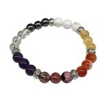 Smart Intentions Anxiety Relief Bracelet for Women - Unique Healing Stones Bracelet for Stress Relief & Meditation, Stretchable Beaded Bands with Natural Healing Energy, 14 Different Crystal Bracelets to Choose From (Menopause- Hematite, Rhodonite, Howlite, Citrine, Quartz, Carnelian, Amethyst)