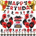 Boxing Birthday Party Decorations, Boxer Boxing Match Fight Sports Party Supplies - Boxing Happy Birthday Banner, Balloons, Cake Topper, Wrestling Boxing Match Party Supplies for Men Boys