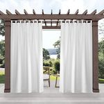 Exclusive Home Cabana Solid Indoor/Outdoor Light Filtering Hook-and-Loop Tab Top Curtain Panel, 54"x132", White, Set of 2