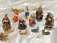 BAKA Resin Nativity/Crib Idols Set of 12 Pieces Pack Mary Joseph Baby Jesus Angel Wise Men The Shepherd, Animals, Multicolour 4" (4 Inch.)