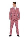 Smiffys Union Jack Suit, Red with Jacket, Trousers and Tie, Stand Out Suits Fancy Dress, Adult Dress Up Costumes