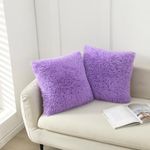 NordECO HOME Luxury Soft Faux Fur Fleece Cushion Cover Pillowcase Decorative Throw Pillows Covers, No Pillow Insert, 18"" x 18"" Inch, Lavender, 2 Pack (R-Lavender, 16"" x 16""), FFF0226