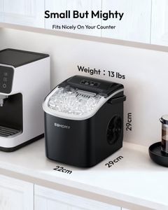EUHOMY Countertop Ice Maker – Black, Compact Portable Machine