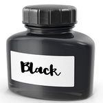 𝗪𝗔𝗦𝗛𝗔𝗕𝗟𝗘 Black Fountain Pen Ink Bottle, Caligraphy Ink Refill for Fountain Pens, Brush Pens, Oblique Pens, Quill & Various Pen Types