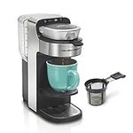 Hamilton Beach The Scoop Single Serve Coffee Maker & Fast Grounds Brewer for 8-14oz. Cups, Brews in Minutes, 40oz. Removable Reservoir, Stainless Steel (49987),Silver