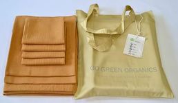 GO GREEN ORGANICS, Waffle Bath Towel Set, Organic Cotton GOTS Certified (Apple Cinnamon) Super ABSORBANT & Quick Dry, NO SOFTENERS, Environment Friendly, 1xBATH58x30.5, 2xHAND29x20, 4xFACE12x12IN