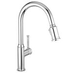 Lava Odoro Curtura Chrome Kitchen Faucet with Pull Down Sprayer, Kitchen Sink Faucet Single Handle Pull-Down Kitchen Faucet for Sink 1 Hole and 3 Hole with Deck Plate, Spot Resist, KF421-C