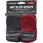 Meister Elite 180" Premium Adult Hand Wraps for MMA & Boxing - 2 Pair Pack w/Mesh Bag - Black/Blood Red