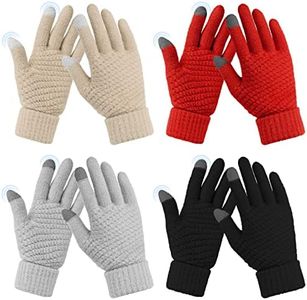 Omisy 4 Pairs Womens Gloves for Cold Weather, Women Valentines Gifts for Her Mom Wife, Winter Warm Gloves with Touchscreen - Black, Red, Grey, Beige