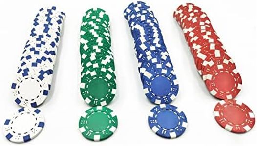 SEETOOOGAMES 100 Pieces 11.5g Clay Composite Dice Striped Casino Poker Chips- 4 Colors (red, Green, White and Blue)