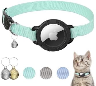 AirTag Cat Collar, Sucegi Stretchy Kitten Collar with Apple Air Tag Holder and Bell, Breakaway Design Ultra Elastic GPS Tracking Cat Collars Cats and Puppies, (7.5-12.5 Inch), Green