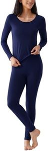 GYS Bamboo Viscose Long Johns Sets Thermal Underwear for Women Long Sleeve Base Layer, Navy, Medium