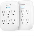 Fosmon 6-Outlet Power Strip Surge Protector 1200 Joules, Wall Mount Adapter Tap, Multi-Plug Outlet Wall Charger Extender, Charging Station, ETL Listed for Home, Dorm Room & Office (2 Pack) - White