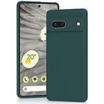 YATWIN Silicone Case for Google Pixel 7A 5G, Soft-Touch, Shockproof, DustProof, Antiskid Full Body Armour Phone Cover for Google Pixel 7A 5G - Dark Green