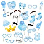 Baby Boy Shower Decorations Boy, 23PCS Baby Shower Games Photo Booth Props, Gender Reveal and IT’S A BOY Confetti for Baby Shower Decorations Supplies