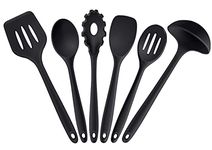 Goalfly 6PCS Kitchen Utensils Set, Non-Stick Silicone Cooking Tools with Soup Ladle, Slotted Spoon, Pasta Fork, for Frying, Serving, Baking