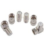 BOOBRIE 6PCS Kit F Type RG6 Connector F Male to Female/F Female to Female/F Male to Male Coupler Satellite F Type Screw Connector Socket for Flat Panel TV, Coaxial Cable and Wall Plate Mount