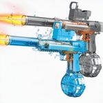 StimuVariety Electric Water Gun for Adults Kids, 2 Pack Automatic Squirt Watergun with Manual Function Led Lights, Summer Outdoor Water Pistol Pool Beach Party Toys for Boys Girls, Black and Blue