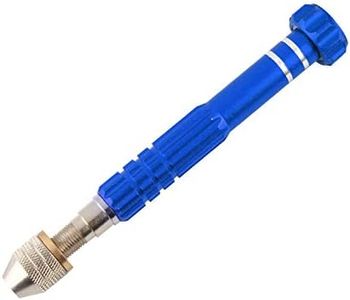 Larcele Precision Pin Vise Hand Drill, 3 Jaw Chuck, Keyless Aluminum Manual Craft Drill for Clamping 0" to 1/8" Micro Drill Bits SDZKQ-02 (Blue)