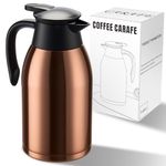 PARACITY 2L/70 OZ Thermal Coffee Carafe Stainless Steel, Carafes for Keeping Hot, Double Walled Vacuum Insulated Um for Coffee & Tea, Home & Office (Gold Brown)