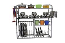 DHSVS Stainless Steel Wall Mount Kitchen Racks | Dish Rack with Cutlery and Plate Kitchen Stand | Modular Kitchen Bartan Stand | Kitchen Organizer ItemsWt-4.5kg