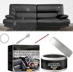 Kriq Leather Recoloring Balm, Black Leather Kit for Furniture Leather Restorer for Couch Car Seats Sofa, Leather Scratches Faded Remover Leather Polish, Leather Paint for Shoes Purse Bags Black