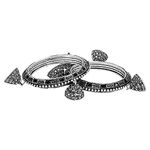 ASMITTA Jewellery traditional Bangles Set for Women Set Of 2 Oxidised Silver-Plated Classic Intricate Textured Bangles Jewelry Set for Girls and Women (Silver Toned, 2.4)