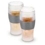 Host Freeze Beer Glasses, 16 ounce Freezer Gel Chiller Double Wall Plastic Frozen U.S. Pint (473ml / .83 UK Pint) Glass, Set of 2 - Grey (3309)