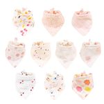 DMSELL 10 Pack Baby Bandana Dribble Bibs for Girls, Drool Bibs with Adjustable Snaps,100% Cotton Drool Bibs for Girls 0-36 Months Newborn and Toddlers