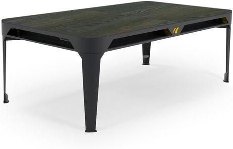 CORNILLEAU - Hyphen Outdoor - Outdoor Pool Table Convertible into a Dining Table, Weatherproof, Made in France - Black Frame - Dark Grey Cloth - Pockets Mustard - Dinner Tops: Black Wood Decor