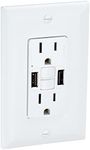 Legrand Radiant 1597TRUSBAAW 15 Amp GFCI Self Test Tamper Resistant Decorator Duplex Outlet with USB Type A, White (1 Count)