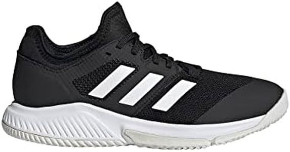 adidas Women's Court Team Bounce Volleyball Shoe, Black/White/Silver Metallic, 8