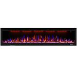 Dreamflame Electric Fireplace 74 inch, Recessed& Wall Mounted Fireplace Heater, Remote Linear in-Wall Fireplace Inserts, Multicolor Flame Options, Thermostat Chimenea, Thin Frame, 750/1500W, Black