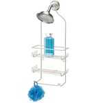 iDesign Milo Metal Wire Hanging Shower Caddy, Baskets and Towel Bar for Shampoo, Conditioner, and Soap with Hooks for Razors, Towels, and More, 4.5" x 9" x 21.25" - Satin Silver