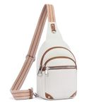 Lexiyat Anti Theft Crossbody Bags for Women Travel Chest Sling Bag Leather Handbags Fanny Pack Beigewithbrown