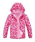 Hiheart Girls Fleece Lined Hooded Jacket Waterproof Windbreaker Rose Floral 10-12