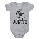 Baby Really Really Love My Auntie Cute Funny Shirt Infant Creeper Gift Aunt Crazy Dog Novelty Infant Rompers Perfect for Aunt Soft Comfortable Funny Onesie Light Heather Grey 6 Months