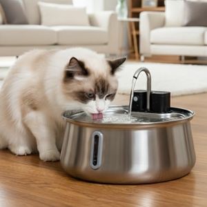 PawsPik Stainless Steel Battery-Operated Dog & Cat Water Fountain, 4-L