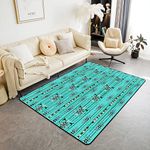 Erosebridal Western Boho Area Rug 5x6'6'' Cow Dream Catcher Rug Southwestern Carpet for Bedside Sets Ethnic Tribe Arrow Aztec Non Slip Decorative Rug Retro Vintage Exotic Skull Bohemian Green