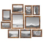 SONGMICS Collage Picture Frames, Set of 10 Photo Frames, Collage Frames, Clear Glass Front, Rustic Brown URPF010X01