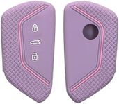 kwmobile Car Key Cover Compatible with VW Golf 8 3 Button Car Key Key Cover - Silicone Protective Car Key Fob Case - Lavender/Pink