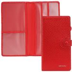 Car Registration and Insurance Holder Glove Box Folder-Premium PU Leather Car Document Wallet Driver's License, Cards and Other Essentials, Rice grain red, Multi-pocket Portable Automotive Document