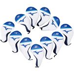 Mizuno Golf Premium PU Easy-Fit Tour Iron Headcovers Set of 11 (3-PW,GW,SW,LW) White/Blue