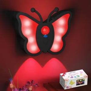 LOFTEK Night Light, Rechargeable Motion Sensor Night Lights, 2 Color Modes & Dimmable Butterfly Nightlight, Stick on Wall, Bathroom, Hallway, Stairs, Cabinet, Kid's Bedroom Decor, Gift, Camping Black