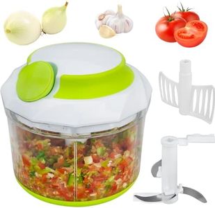 Brieftons QuickPull Food Chopper: Large 4-Cup Powerful Manual Hand Held Chopper/Mincer/Mixer/Blender to Chop Fruits Vegetables Nuts Herbs Onions for Salsa Salad Pesto Coleslaw Puree