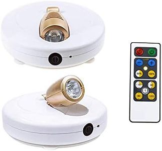 HONWELL 2 Pezzi Faretto LED Lampada Pittura a Batteria, Luci Plafoniere del Telecomando, Luce Applique 180 °Rotante,Bianca Calda 3000K,Faretti da Soffitto per Interni Quadri,Statua,Armadio-Oro