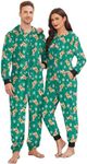 Ekouaer Christmas Matching Onesie for Couples Fleece Hoodie One Piece Zipper Pajamas with Pockets S-XXL