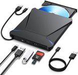 Haiway 5 in 1 External Blu ray Drive, Support 100G Disc R/W, USB3.0 Type-C Bluray Drive BD DVD CD Burner with 2 USB Ports, SD/TF Card Slot Compatible with Windows XP/7/8/10/11 Mac Laptop Desktop