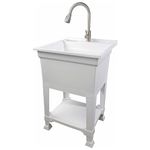 UTILITYSINKS USA-Made Plastic Freestanding 24 in x 24-Inch UtilityTub Heavy Duty Compact Utility Sink Ideal for Workshop, Laundry Room, Garage, Greenhouse, Pet Wash Station (White)