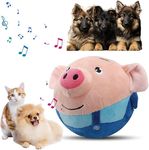 HISKI Active Moving Pet Plush Toy, 2024 Interactive Dog Toys Talking Moving Dog Ball Toy Washable Cartoon Pig Plush Sound Electronic Herding Ball for Dogs Shake Bounce Boredom Toys for Dog, Cats